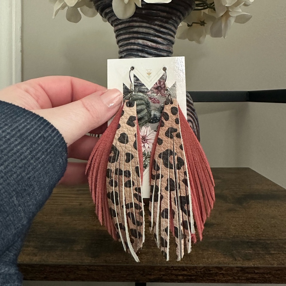 Handmade leather earrings
